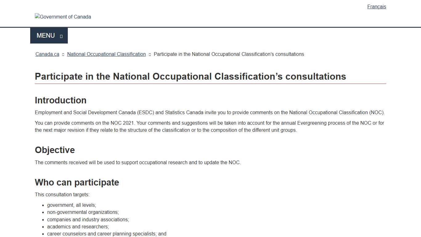 Participate in the National Occupational Classification’s consultations - Canada.ca